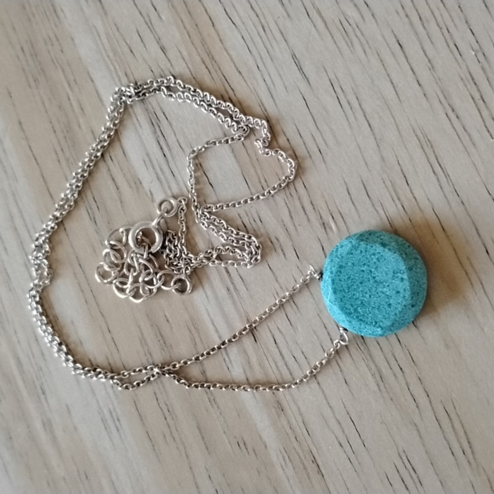 Sterling Silver Necklace - Blue Stone